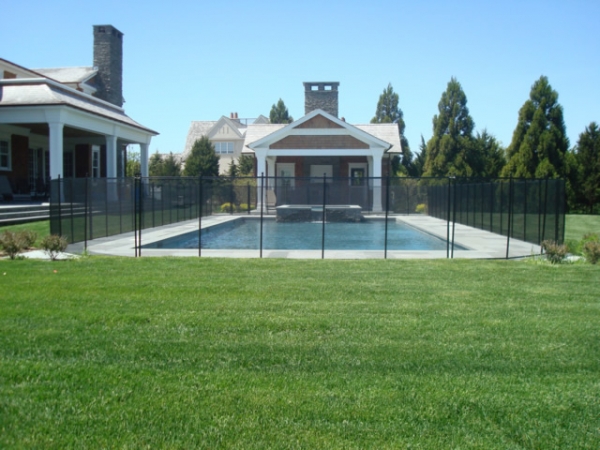 Mesh Pool Fence with Pool House