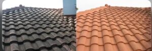 Before & after comparison of a soft washing roof